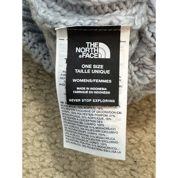 NWT The North Face W Oh Mega Fur Pom Lined Women’s Beanie Hat, Dusty Periwinkle - Picture 6 of 9